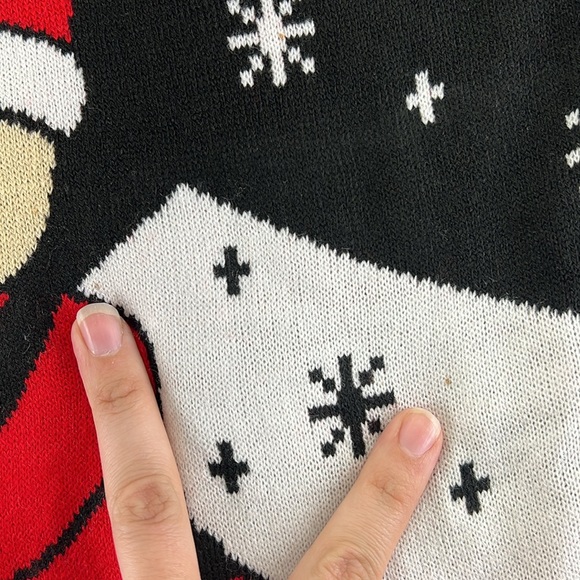 T Stars Long Sleeve Ugly Christmas Sweater Dirty Naughty Santa Elf Black Mens L - Picture 6 of 11